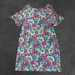 Pappagallo Vibrant Leaf Print Mini Dress